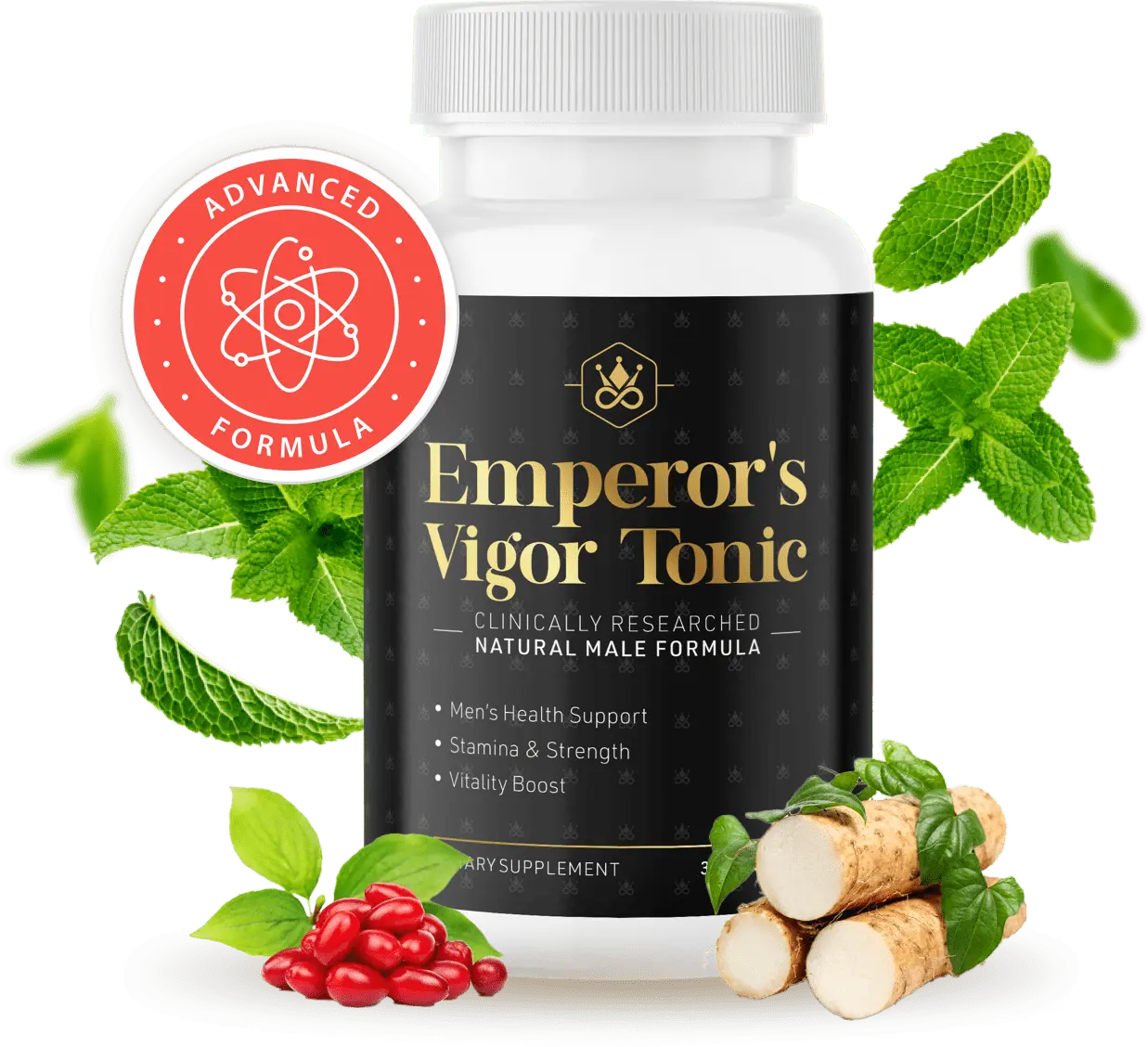 Emperor's Vigor Tonic bottle — natural male vitality supplement